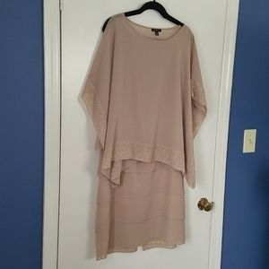 Beautiful Beige 2 Piece Cape and Dress